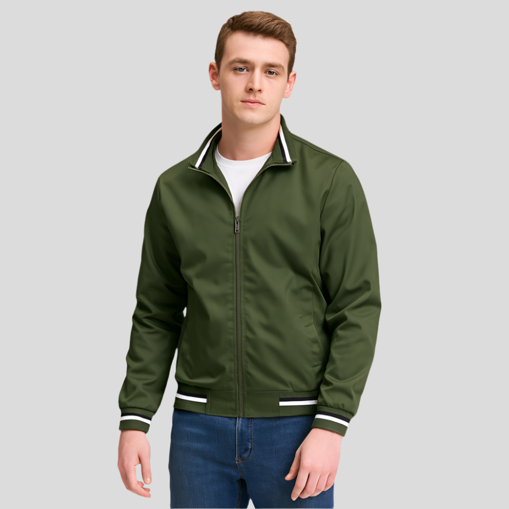 Veste bomber pour homme avec garniture à rayures