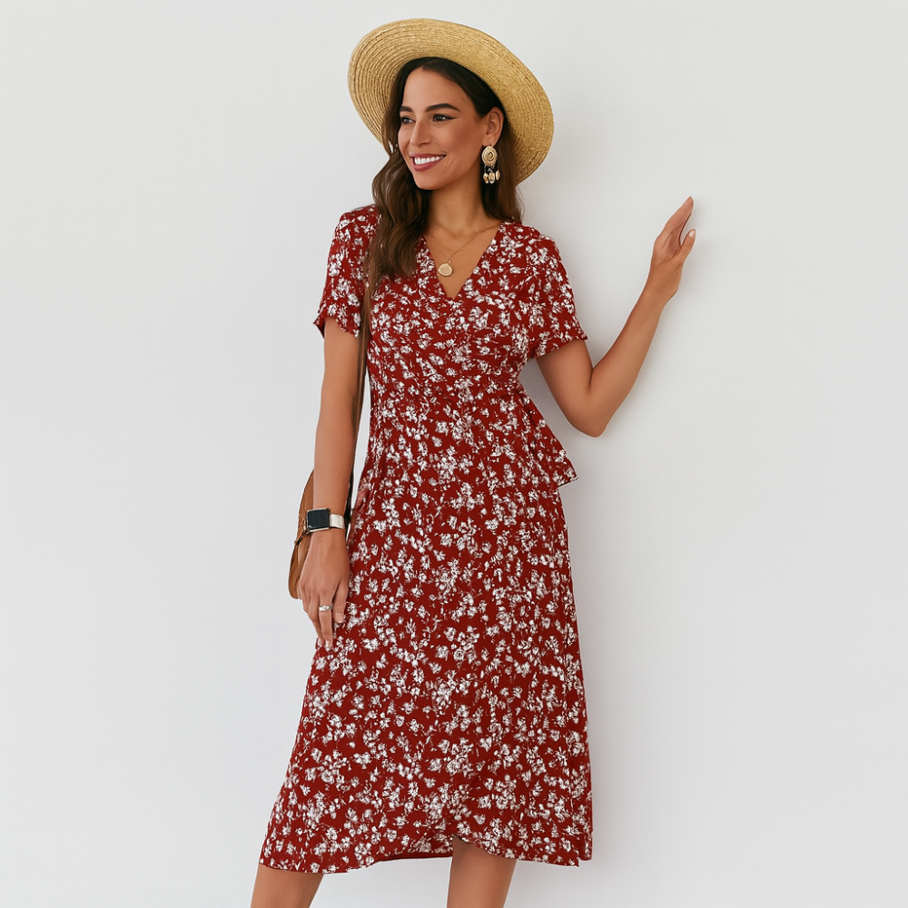 Robe mi-longue – Style bohème fleuri pour un confort au quotidien