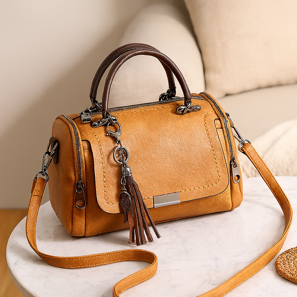 Sac bandoulière – Style Boston rétro avec poignée supérieure