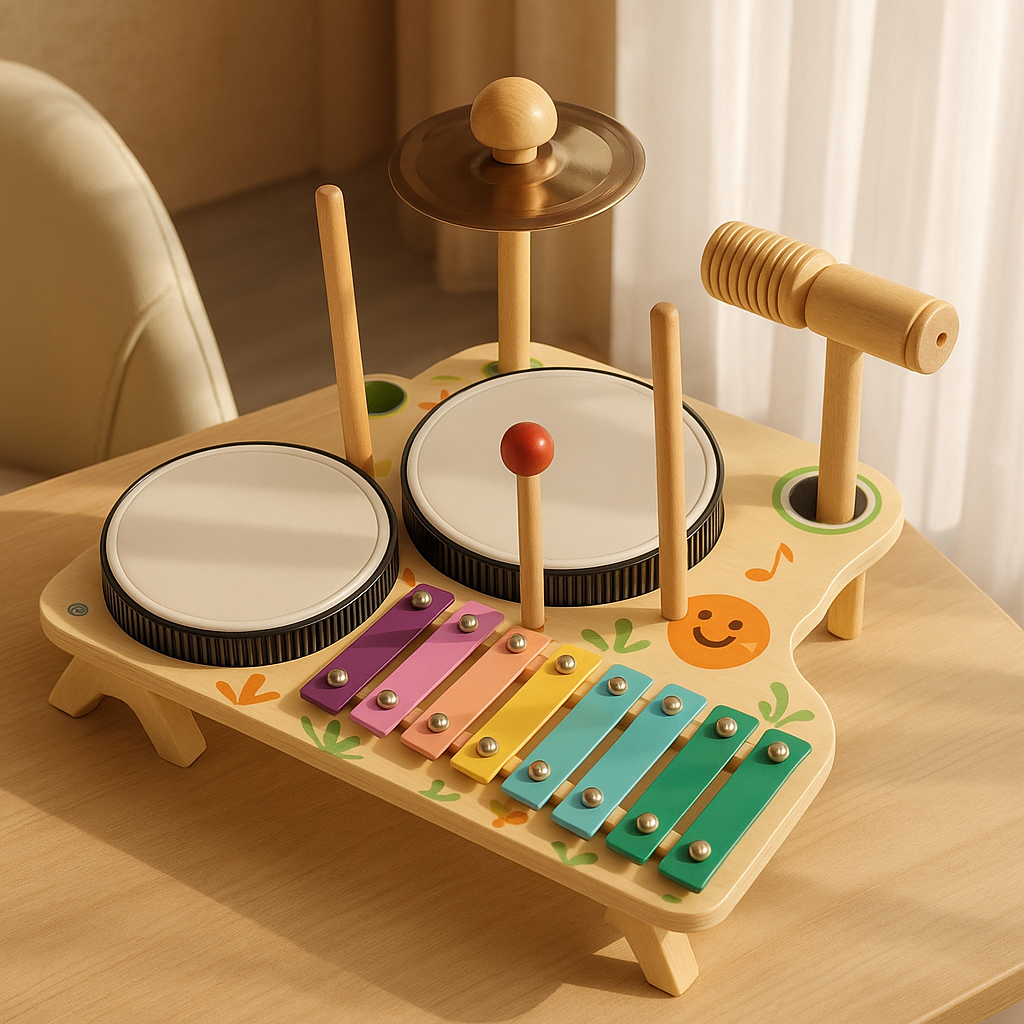 Ensemble de Tambourins en Bois pour Enfants – Instruments à Percussion et Tambours pour un Jeu Créatif