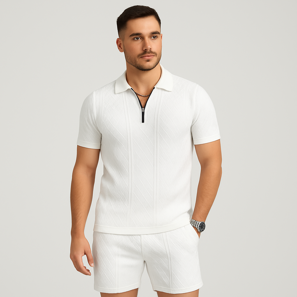 Ensemble sport homme en deux pièces – Chemise réversible respirante et à séchage rapide, et short en jacquard