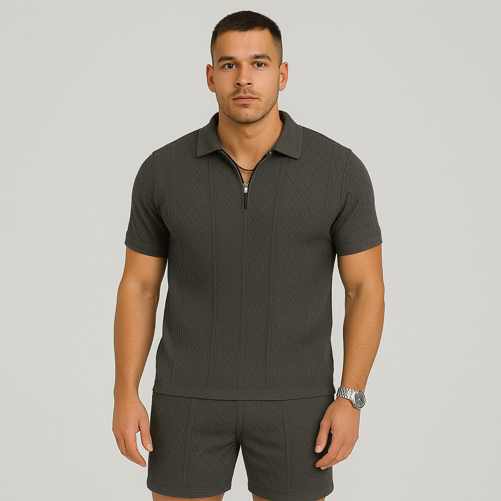 Ensemble sport homme en deux pièces – Chemise réversible respirante et à séchage rapide, et short en jacquard