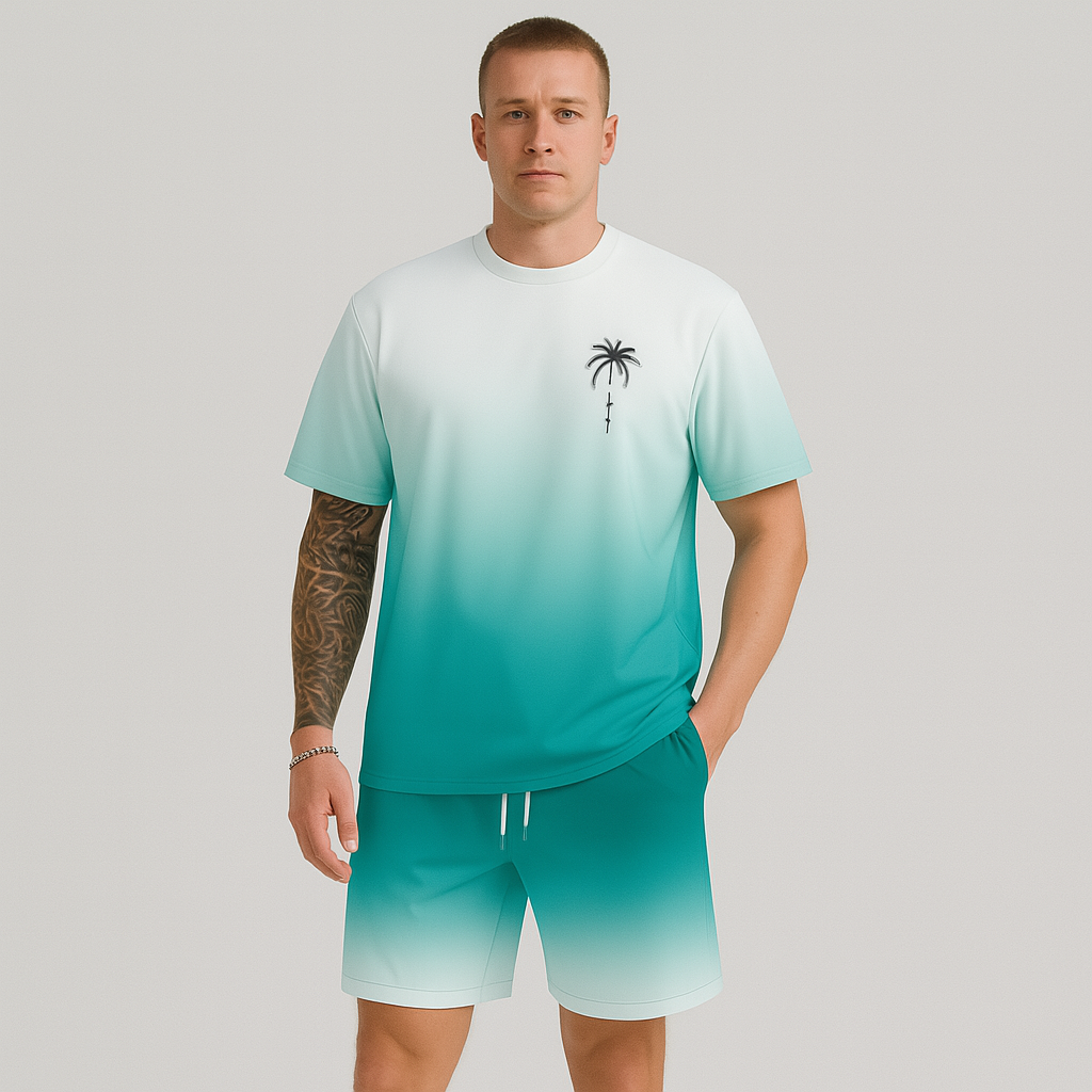 Ensemble Casual d'Été pour Hommes – T-shirt à Manches Courtes Ronde et Shorts avec Impression Numérique HD 3D