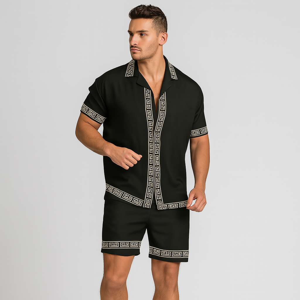 Tenue d'été décontractée pour hommes – chemise à revers et short à taille élastique