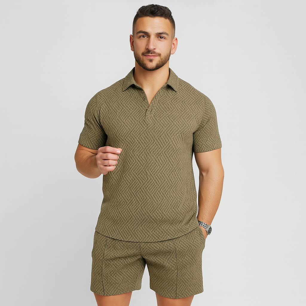 Ensemble décontracté d'été pour homme – Polo à manches courtes et short assorti