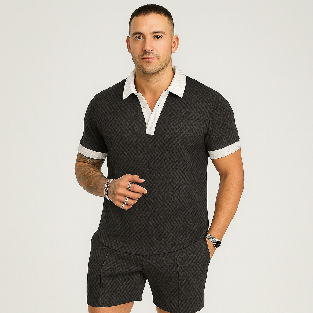 Ensemble décontracté d'été pour homme – Polo à manches courtes et short assorti