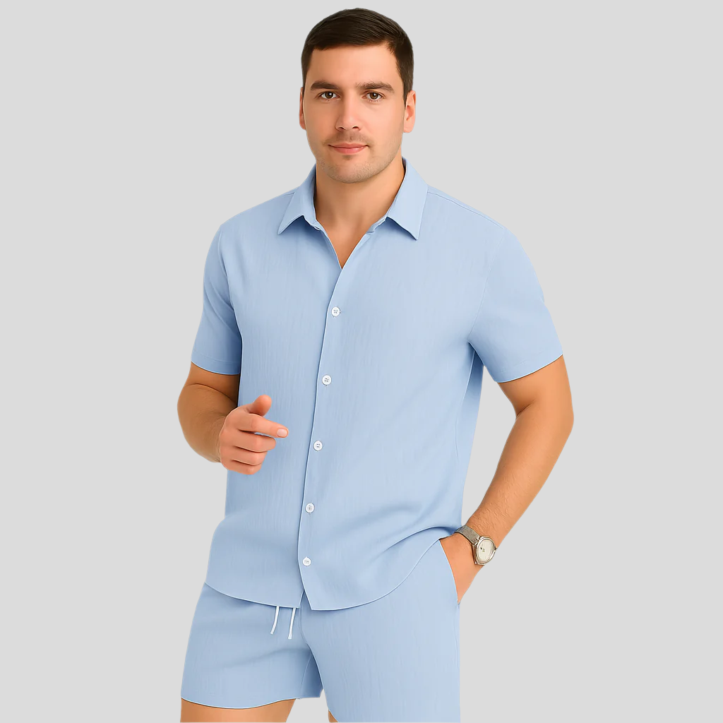 Ensemble d'été pour hommes en deux pièces – T-shirt à manches courtes décontracté etShorts assortis