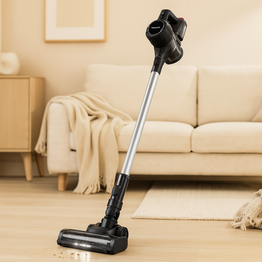 Aspirateur-aspirateur 6-en-1 sans balai avec moteur sans balai, brosse LED pour sol et plusieurs accessoires