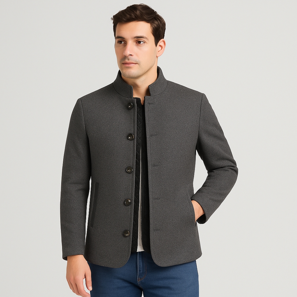 Veste en laine Julian Herren – Col montant avec fermeture à boutons