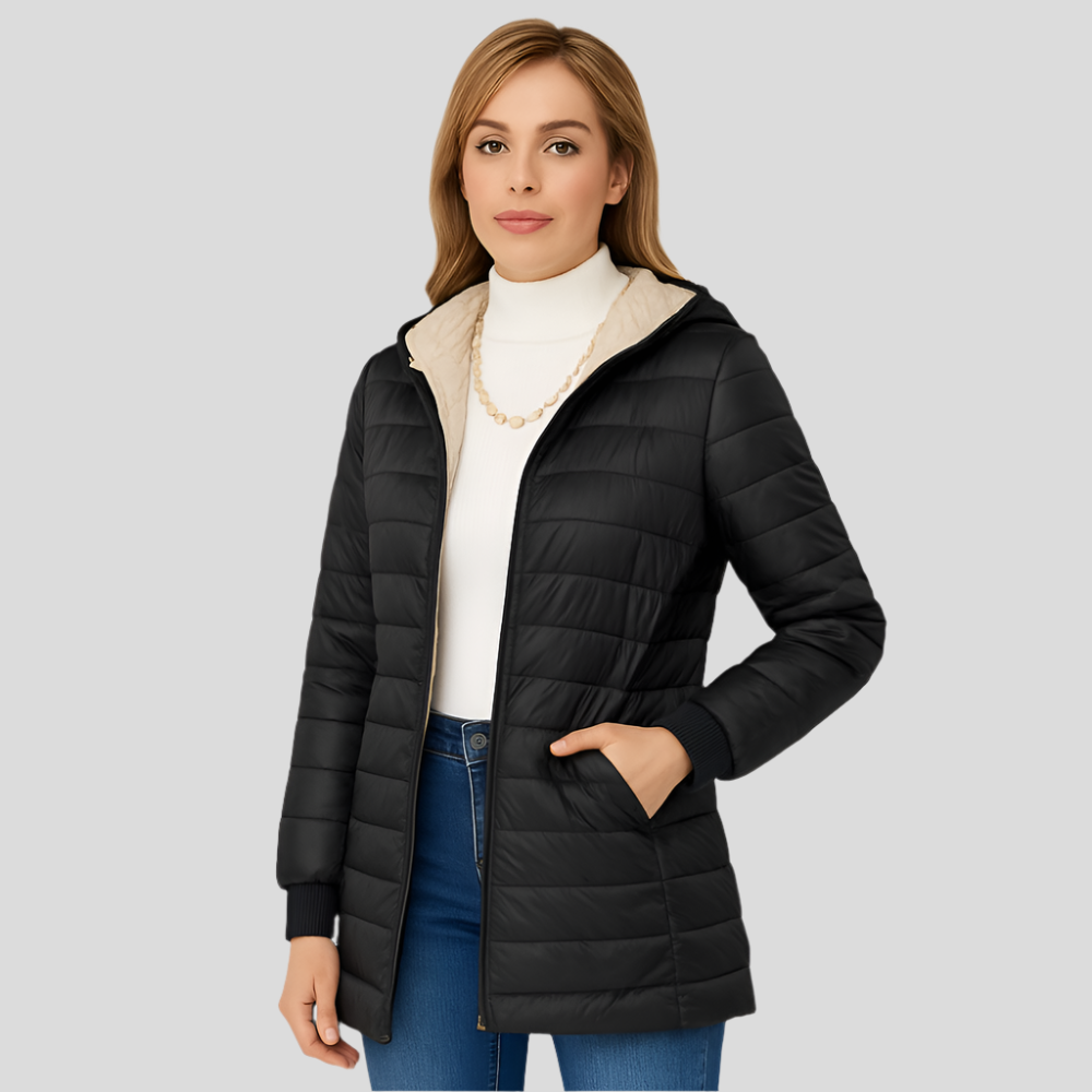 Manteau d'hiver Norah avec doublure en fleece – avec capuche et ultra confortable