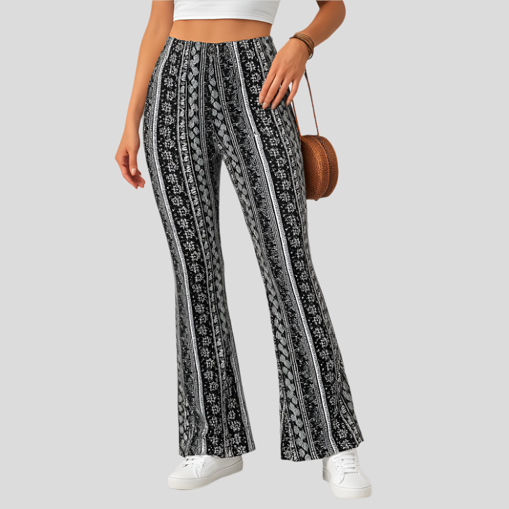 Chelsea – Pantalon large bohème pour femmes – Imprimé intégral, Coupe étroite