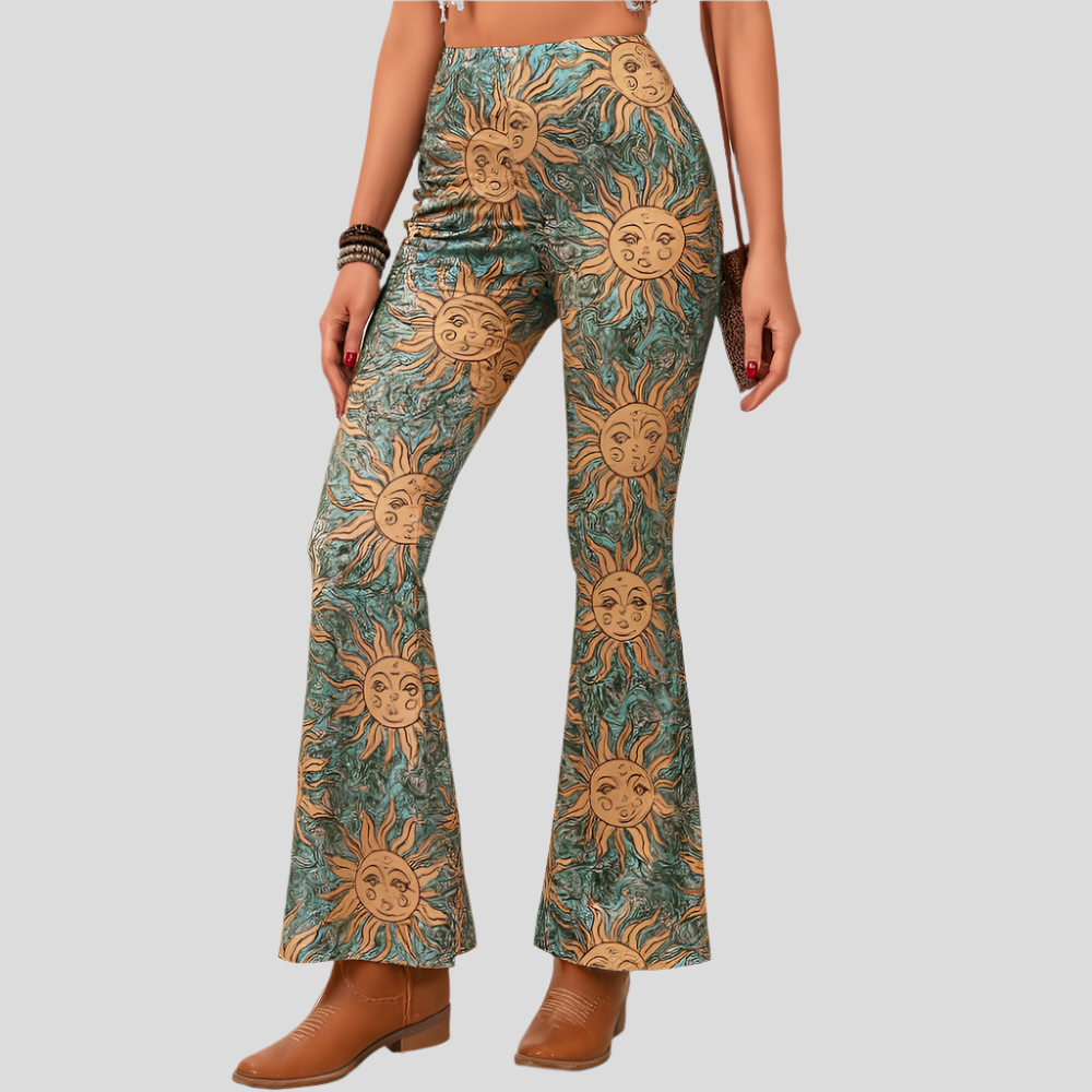 Chelsea – Pantalon large bohème pour femmes – Imprimé intégral, Coupe étroite