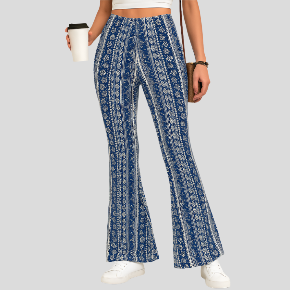 Chelsea – Pantalon large bohème pour femmes – Imprimé intégral, Coupe étroite