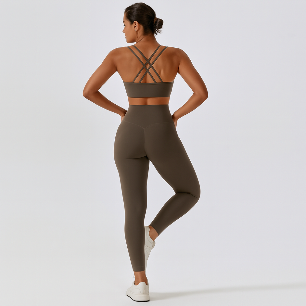 Ensemble de yoga et Pilates sans couture pour femmes – Leggings et top à taille haute, ensemble actif en 2 pièces