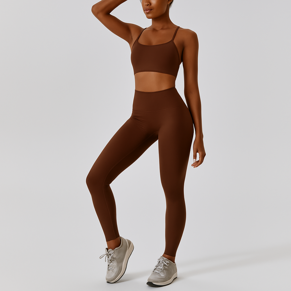Ensemble de yoga et Pilates sans couture pour femmes – Leggings et top à taille haute, ensemble actif en 2 pièces