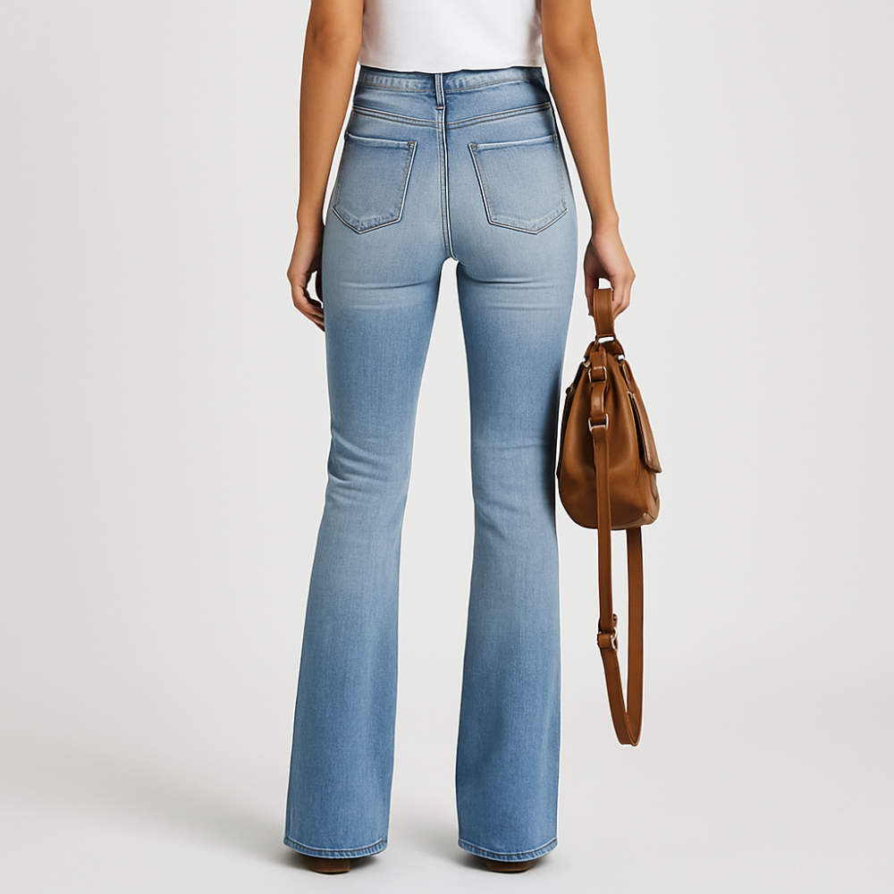 Jane – Jean femme stretch à jambe large – coupe confortable en denim