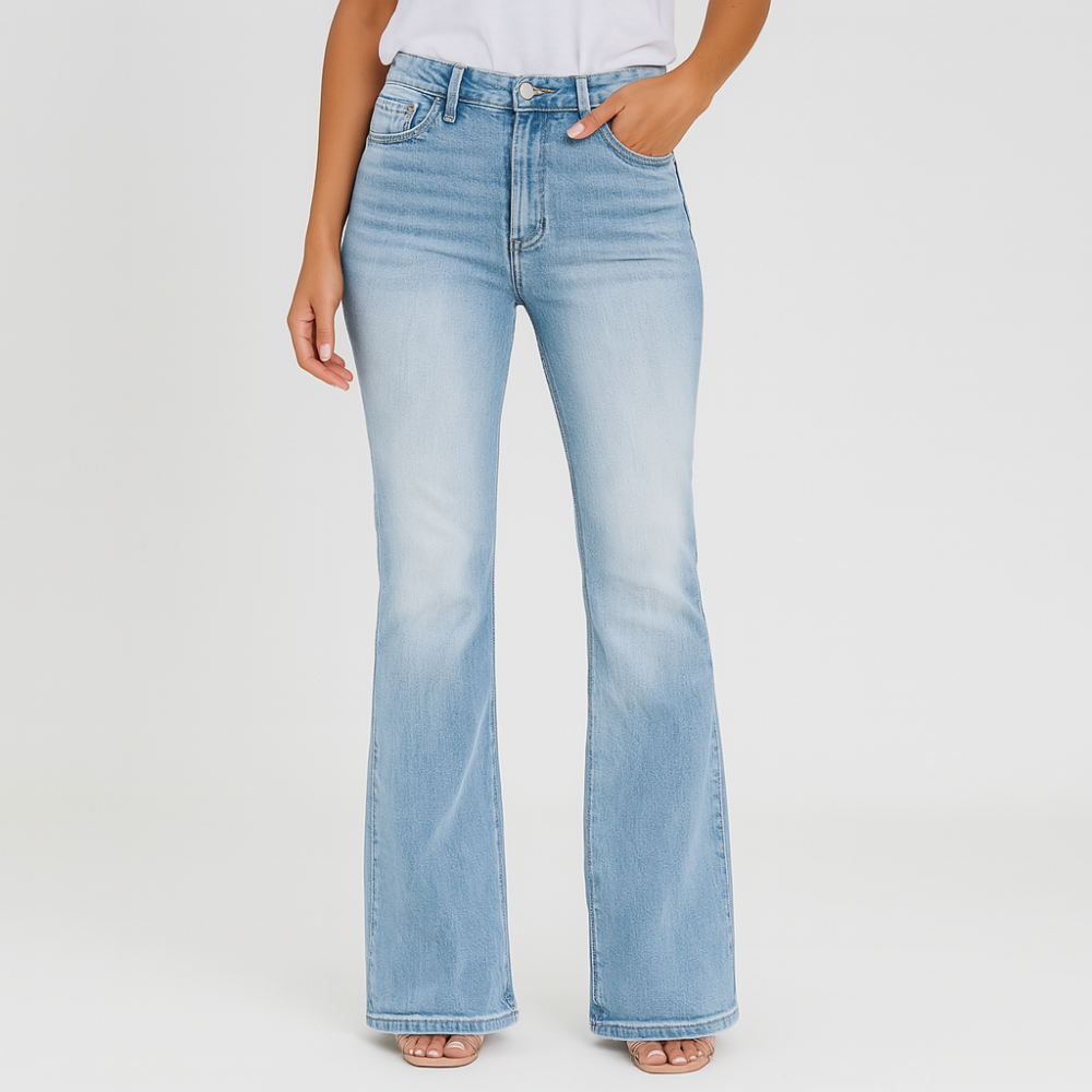 Jane – Jean femme stretch à jambe large – coupe confortable en denim