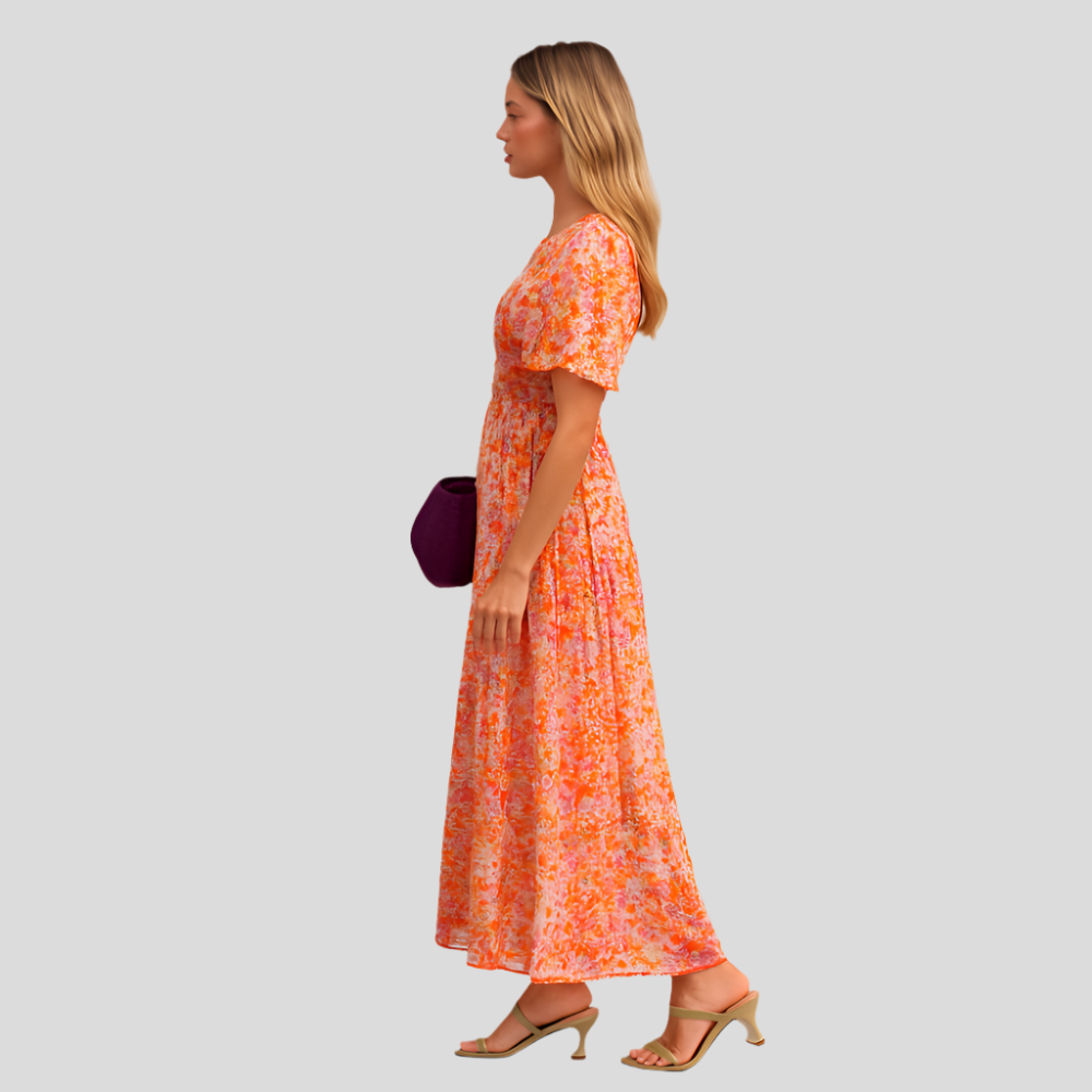 FloraBreeze - Robe longue élégante sans manches à fleurs