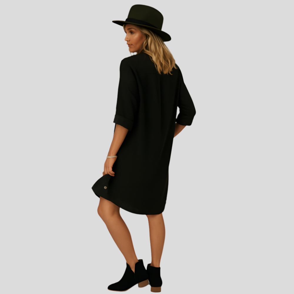 UrbanEase - Robe chemise mi-longue boutonnée