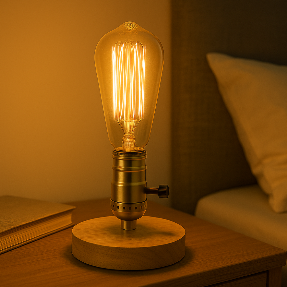 EdisonWood - Lampe de nuit au charme vintage