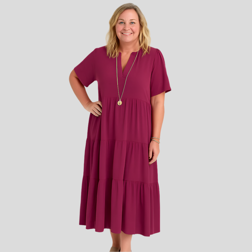 Flor - Robe longue à volants et décolleté en V
