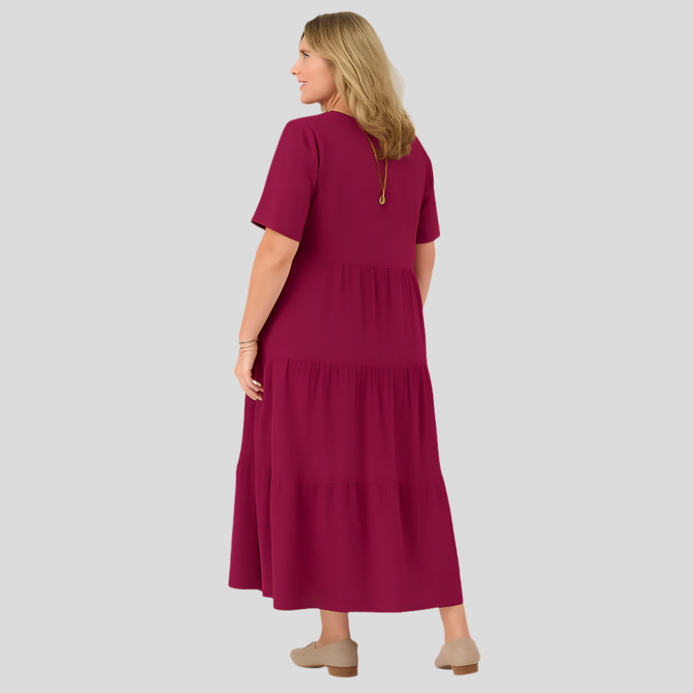 Flor - Robe longue à volants et décolleté en V