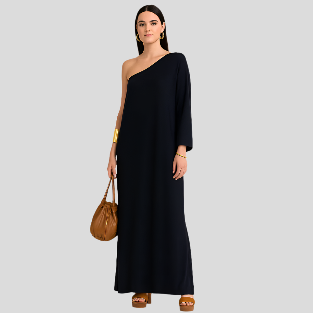 Elena – Robe longue asymétrique élégante pour un look affirmé
