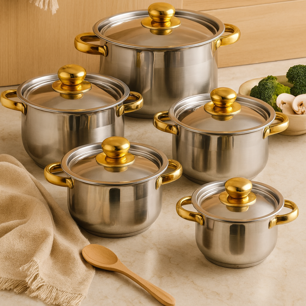 Lucien | Ensemble de 5 casseroles en acier inoxydable antiadhésif