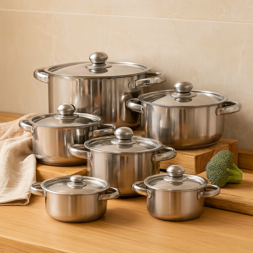 Culinor | Ensemble de cuisine en acier inoxydable 5 pièces avec couvercle