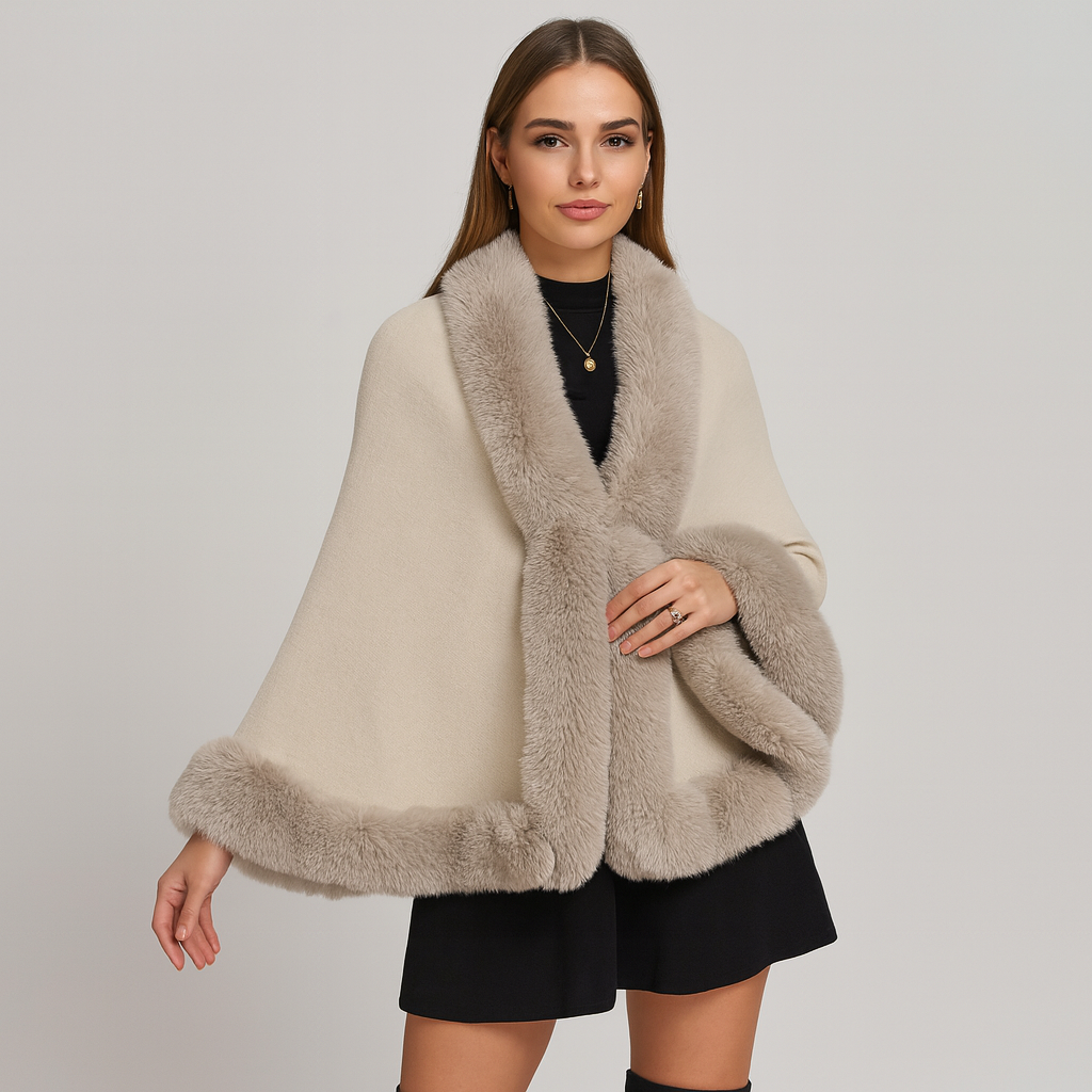 Marcella | Manteau de chauve-souris avec devant ouvert et finition en fourrure