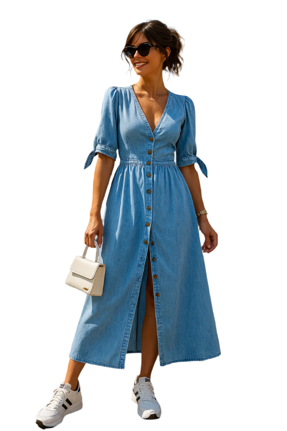 Solène - Robe lang moderne avec boutons