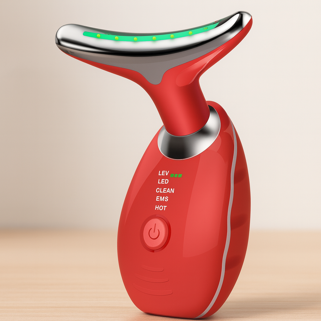 GlowLift – Appareil de massage liftant anti-rides avec thérapie par LED pour le visage et le cou