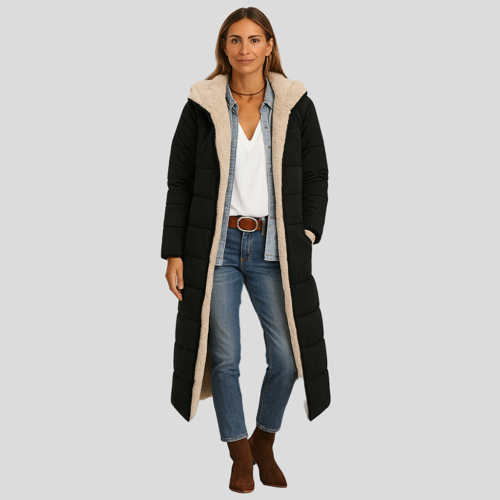 Amara | Manteau d'hiver repliable avec capuche peluche pour femmes