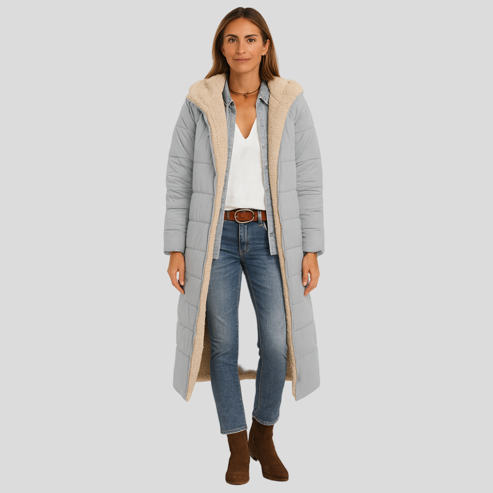 Amara | Manteau d'hiver repliable avec capuche peluche pour femmes