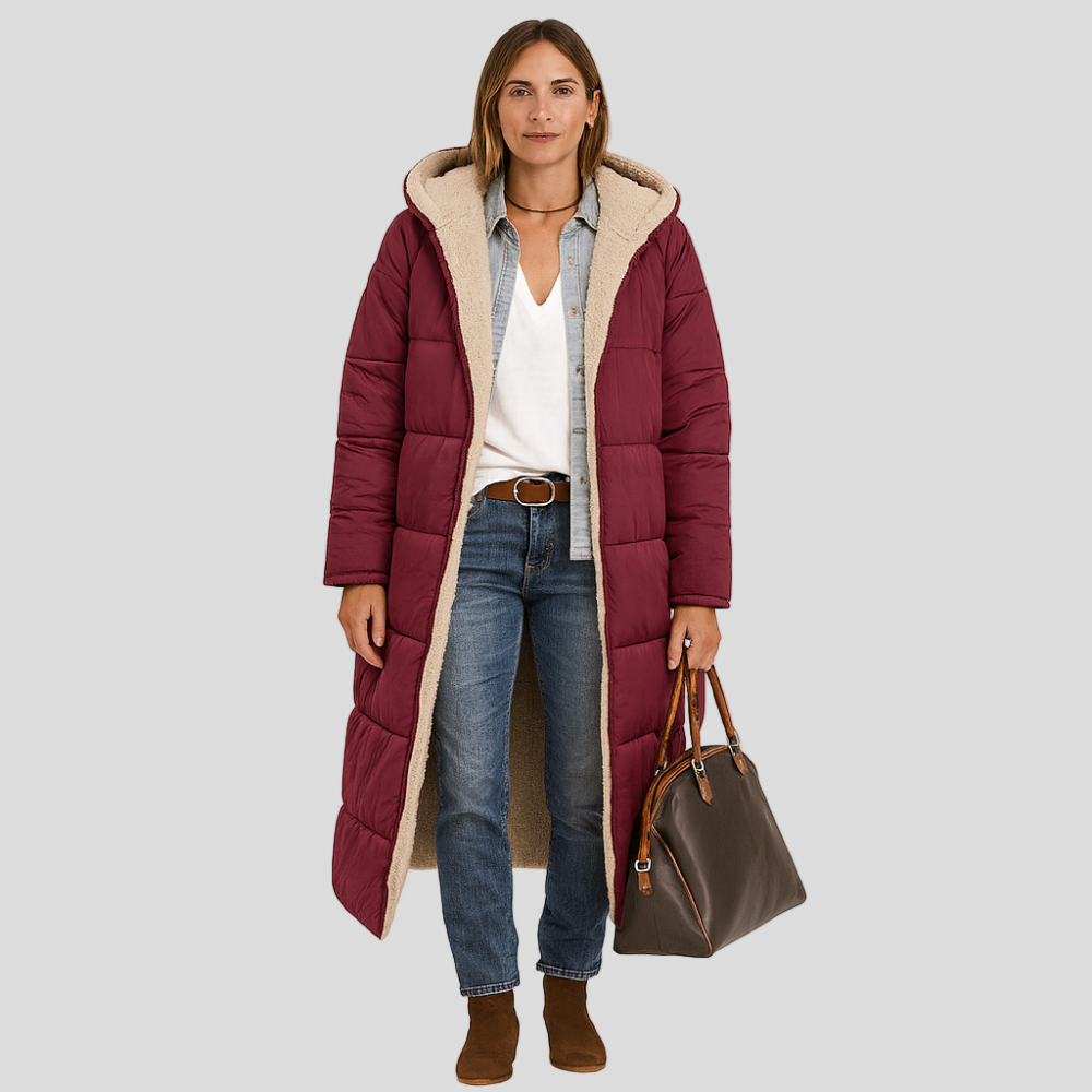 Amara | Manteau d'hiver repliable avec capuche peluche pour femmes