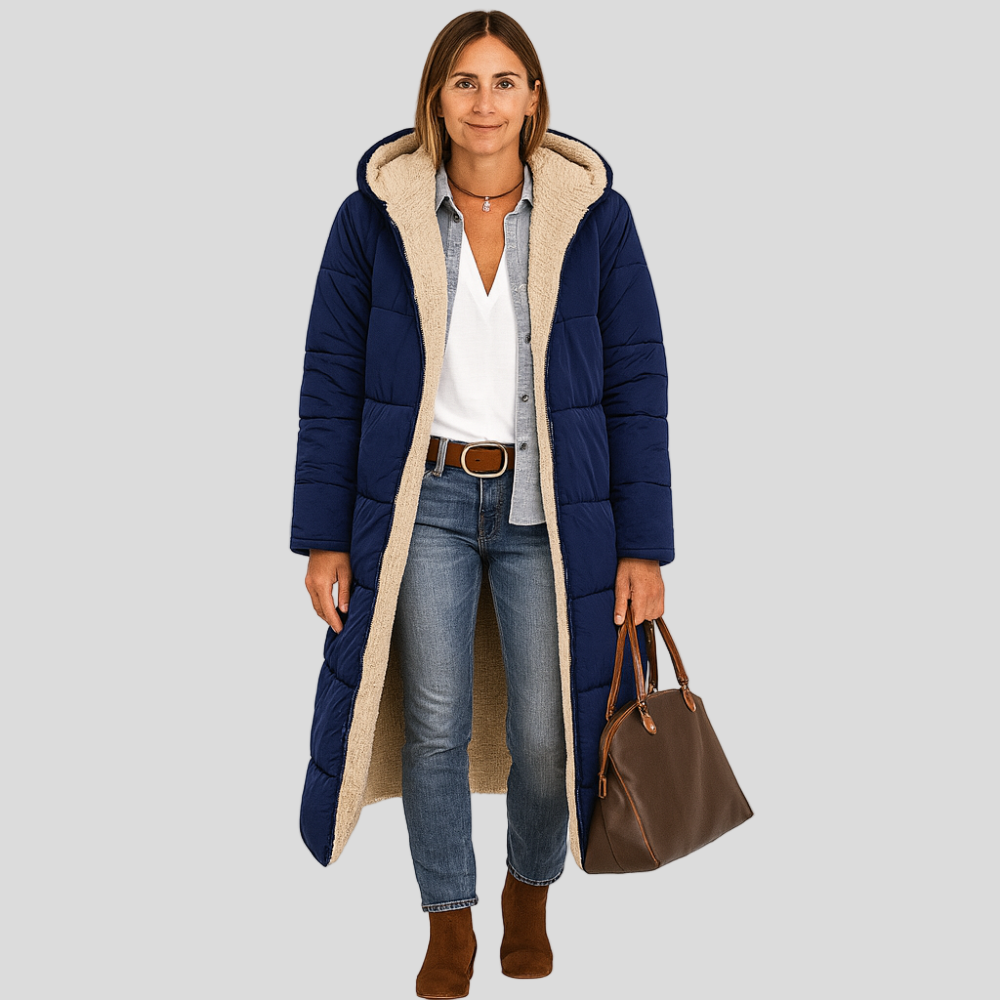Amara | Manteau d'hiver repliable avec capuche peluche pour femmes