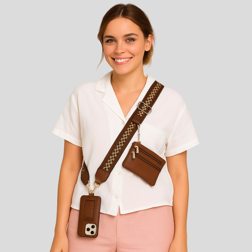 SecureZip | Élégant porte-téléphone à bandoulière avec portefeuille