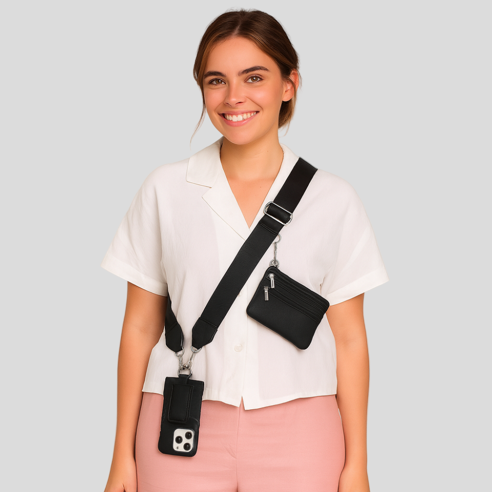 SecureZip | Élégant porte-téléphone à bandoulière avec portefeuille