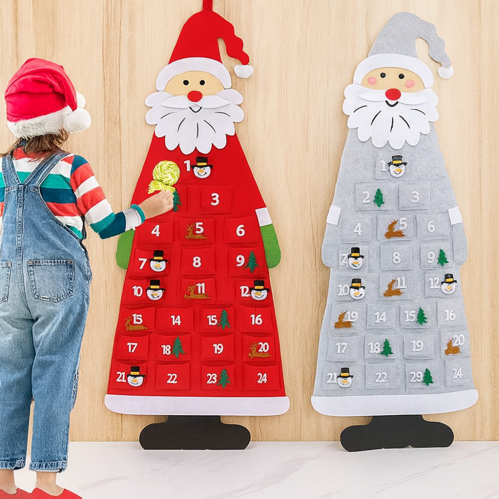 Calendrier de l'Avent en feutre en tissu, décoration de Noël, pendants de Noël, ornaments Père Noël