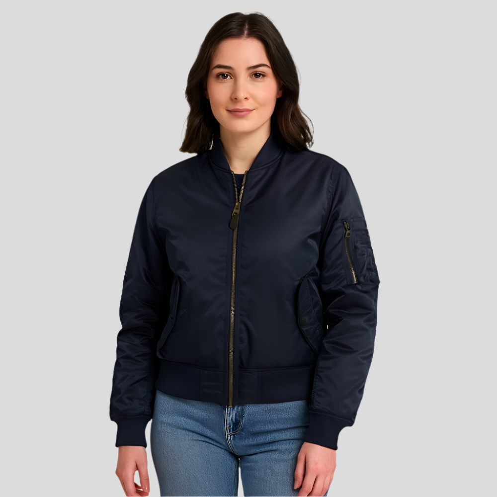 Blouson aviateur MA-1 pour femme – Design classique avec bordure côtelée