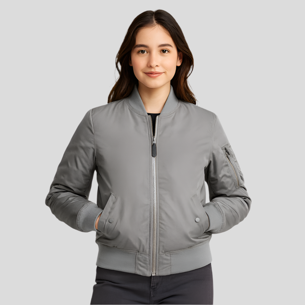 Blouson aviateur MA-1 pour femme – Design classique avec bordure côtelée