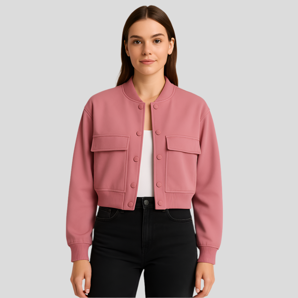Blouson aviateur beige doux pour femme – Look décontracté et confortable