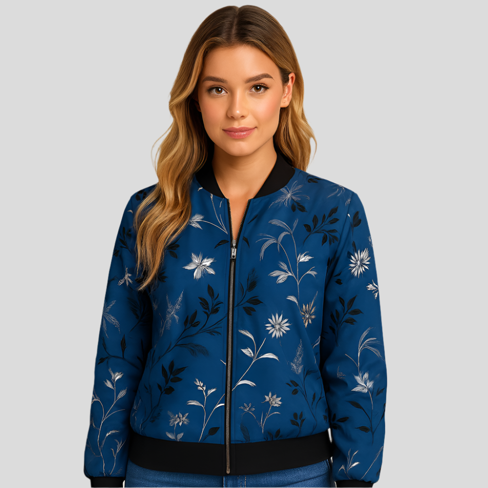 Blouson aviateur fleuri Clotilde – Veste légère pour femme avec imprimé