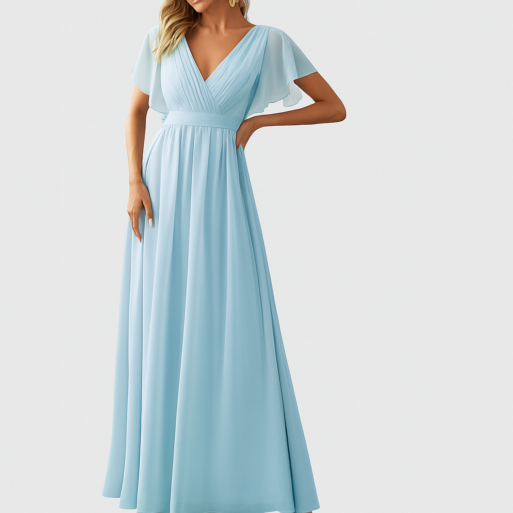 Robe Maxi Élegante pour Femmes avec Décolleté en V - Silhouette A-line Flatteuse