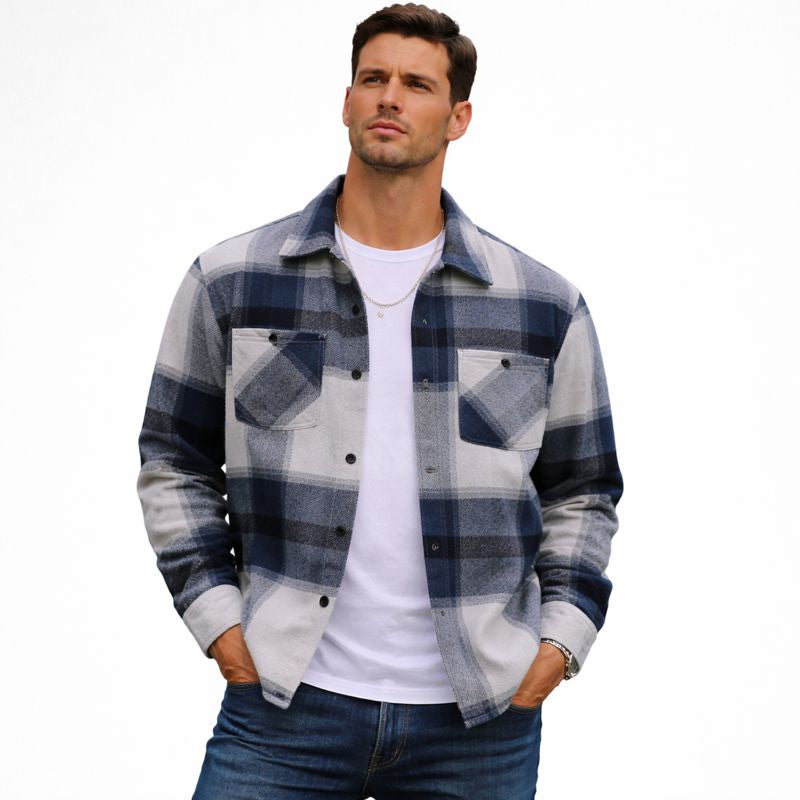 Veste décontractée à carreaux pour hommes Grayson – Blouson streetwear avec revers