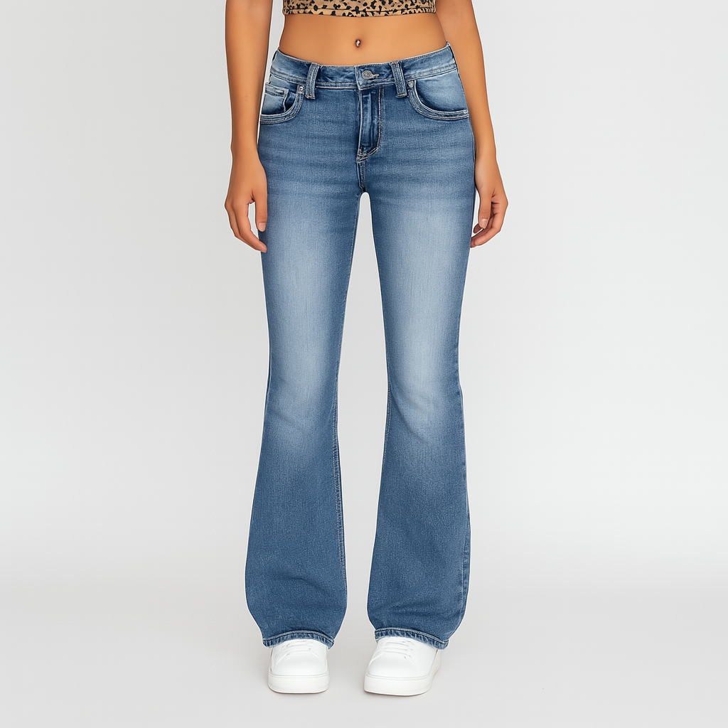 Eve – Jeans délavés flare pour femmes – Coupe décontractée avec poches