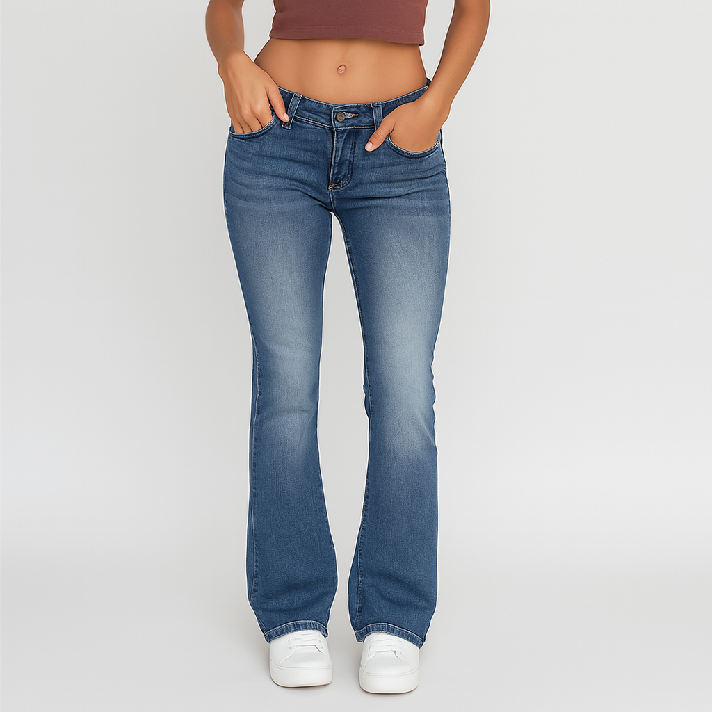 Eve – Jeans délavés flare pour femmes – Coupe décontractée avec poches