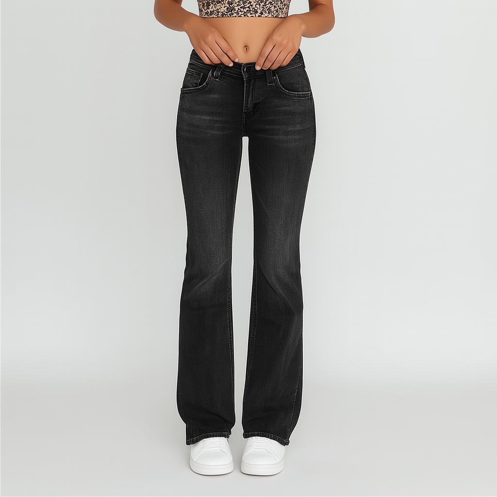 Eve – Jeans délavés flare pour femmes – Coupe décontractée avec poches