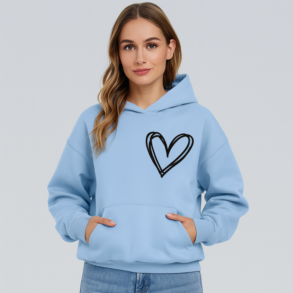 Sweat à capuche avec motif cœur – Mélange de coton doux – Élégant et confortable