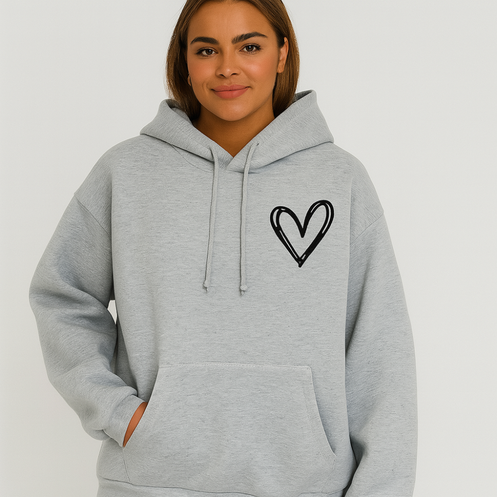 Sweat à capuche avec motif cœur – Mélange de coton doux – Élégant et confortable